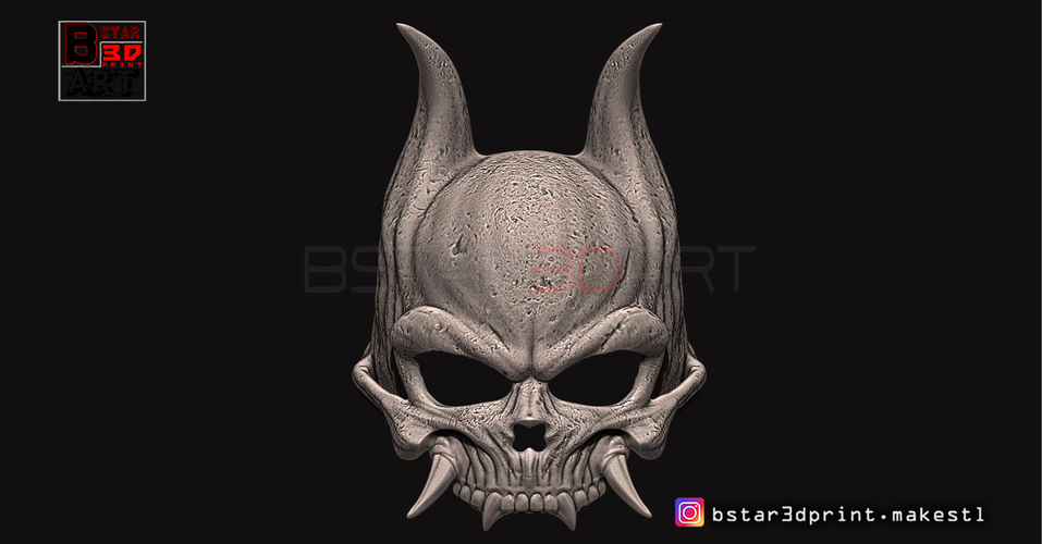 Oni Skull Mask - Hannya Mask-Devil Mask  3D Print 246138
