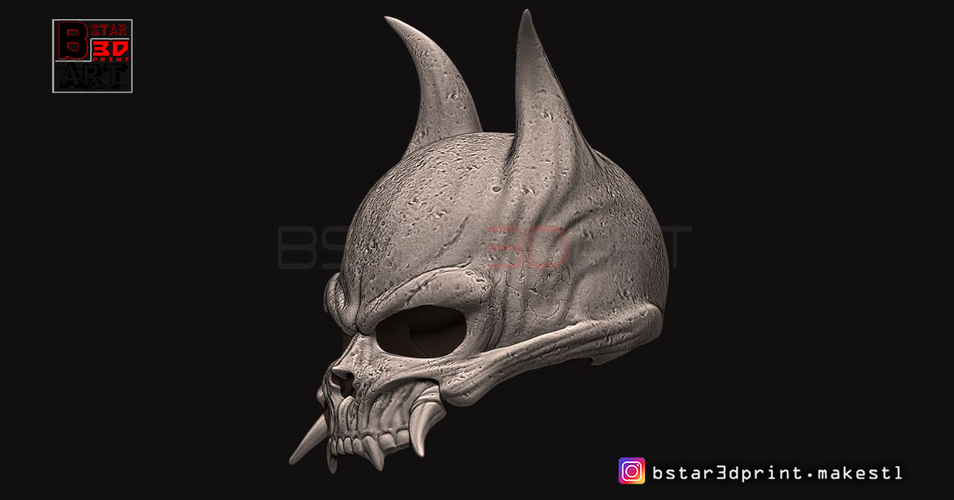 Oni Skull Mask - Hannya Mask-Devil Mask  3D Print 246139