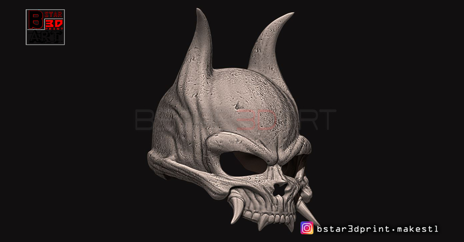 Oni Skull Mask - Hannya Mask-Devil Mask  3D Print 246143