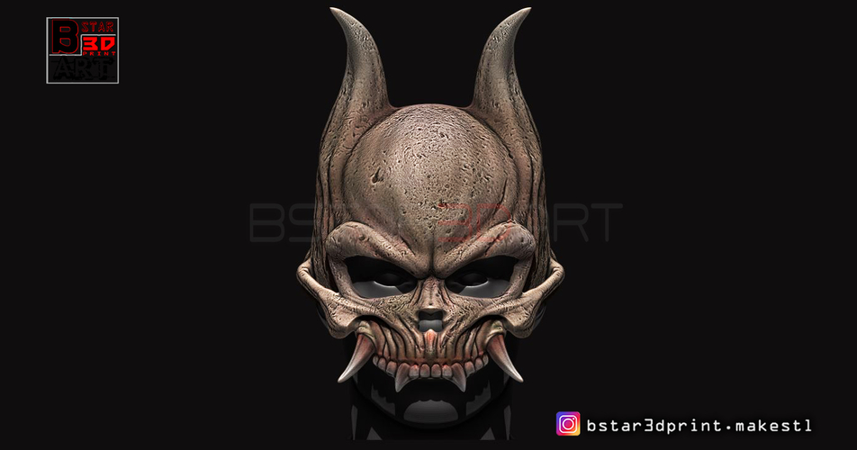 Oni Skull Mask - Hannya Mask-Devil Mask  3D Print 246150