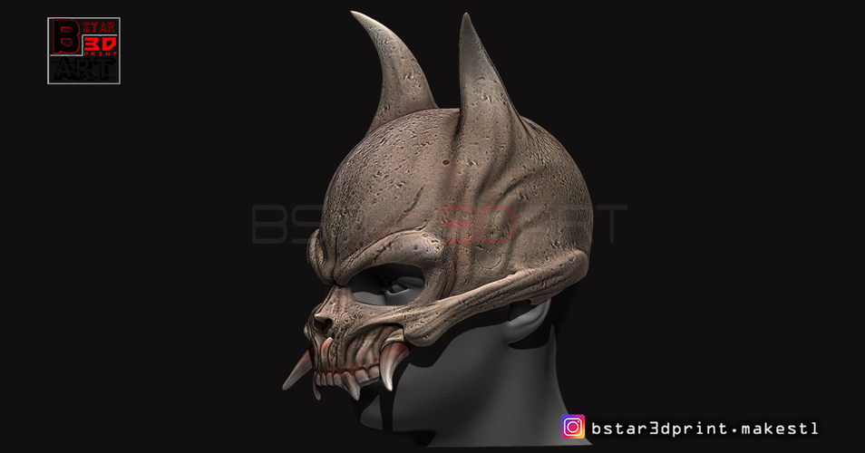 Oni Skull Mask - Hannya Mask-Devil Mask  3D Print 246151