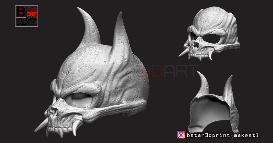 Oni Skull Mask - Hannya Mask-Devil Mask  3D Print 246153