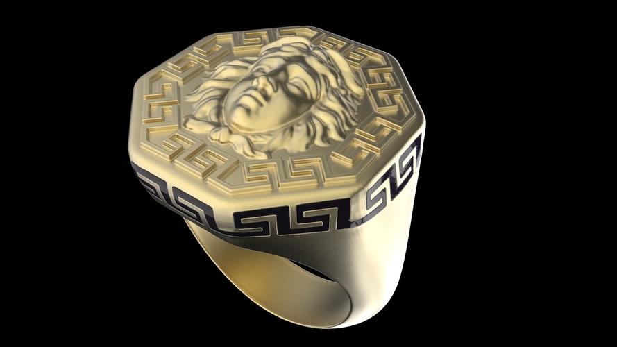 Octogonal Signet Ring Medusa 3D Print 246157