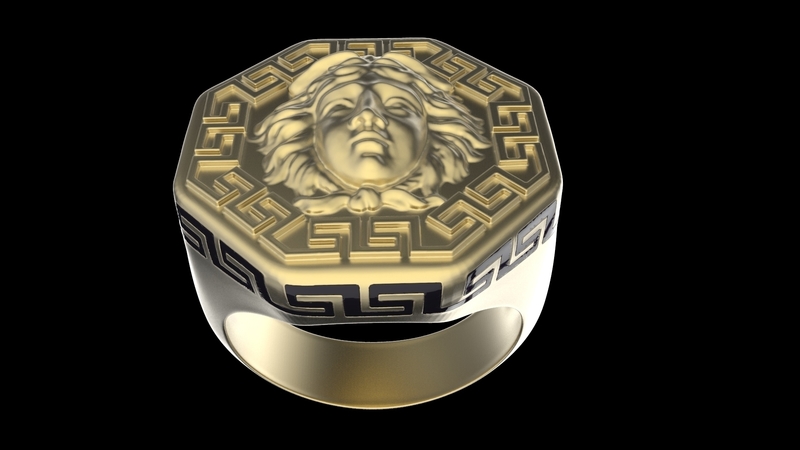 Octogonal Signet Ring Medusa
