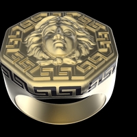 Small Octogonal Signet Ring Medusa 3D Printing 246158