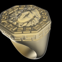 Octogonal Signet Ring Medusa - Thumbnail 3