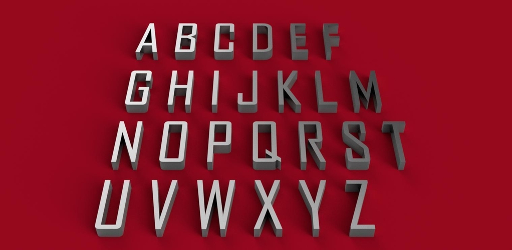 AGENCY font uppercase 3D letters STL file