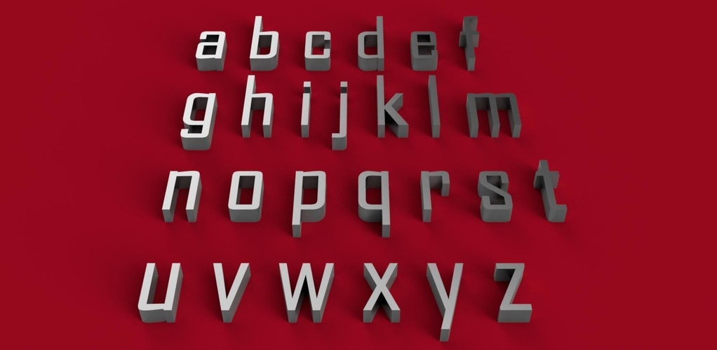 AGENCY font lowercase 3D letters STL file