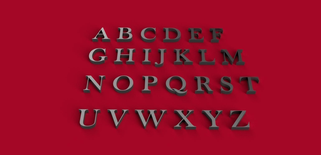 BASKERVILLE font uppercase 3D letters STL file