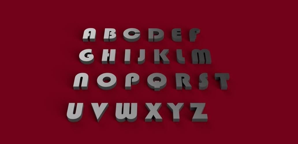 BAUHAUS font uppercase 3D letters STL file
