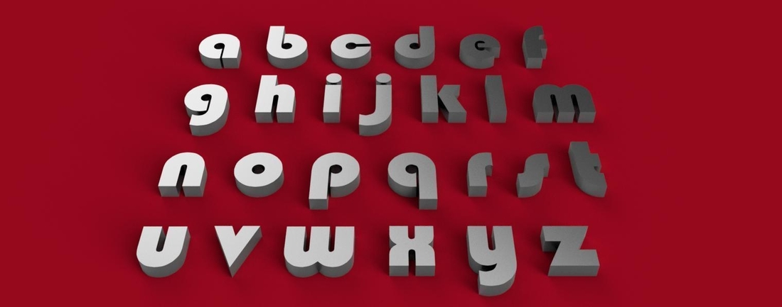 BAUHAUS font lowercase 3D letters STL file