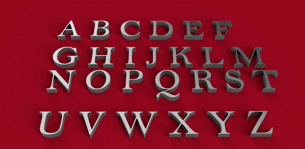 BELL MT font uppercase 3D letters STL file