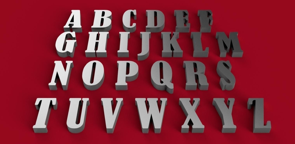 BERNARD font uppercase 3D letters STL file