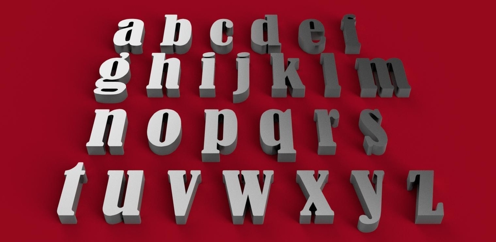 BERNARD font lowercase 3D letters STL file