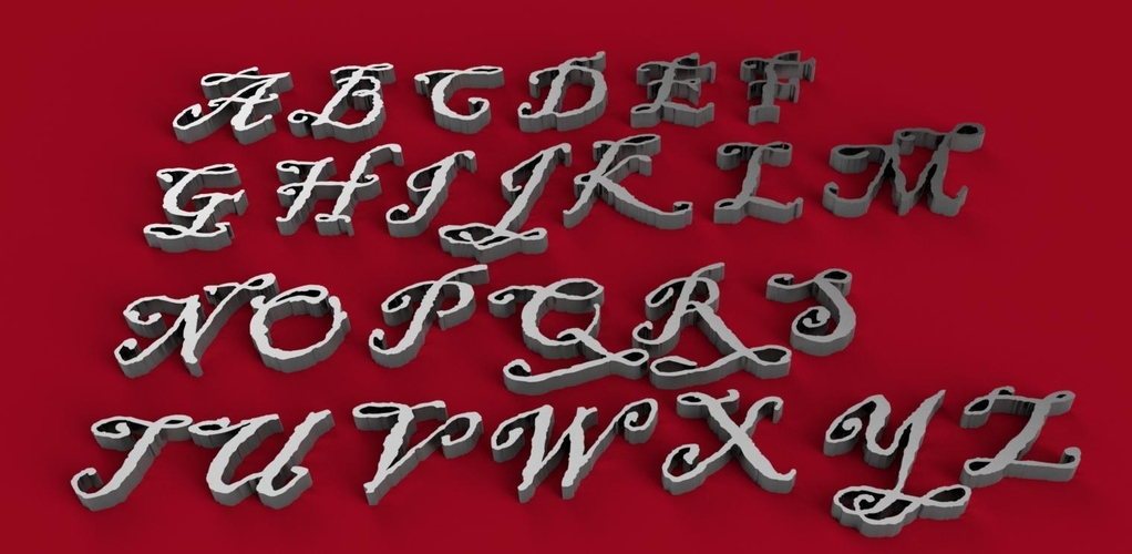 BLACKADDER font uppercase 3D letters STL file