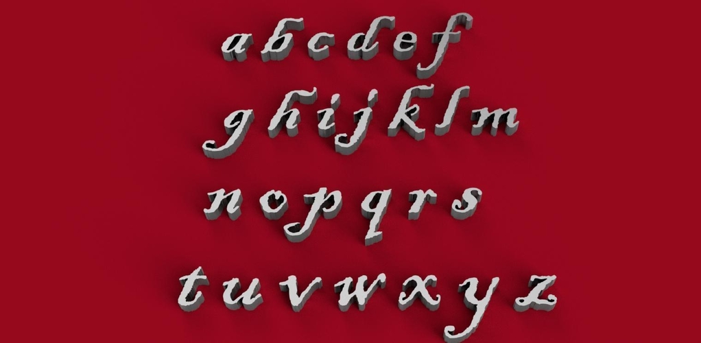 BLACKADDER font lowercase 3D letters STL file