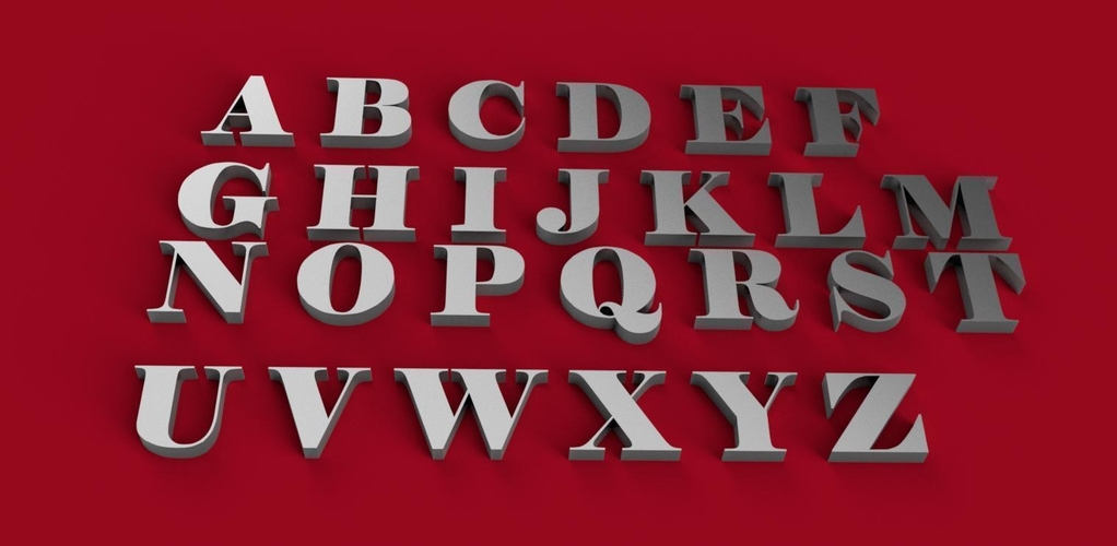 ELEPHANT font uppercase 3D letters STL file