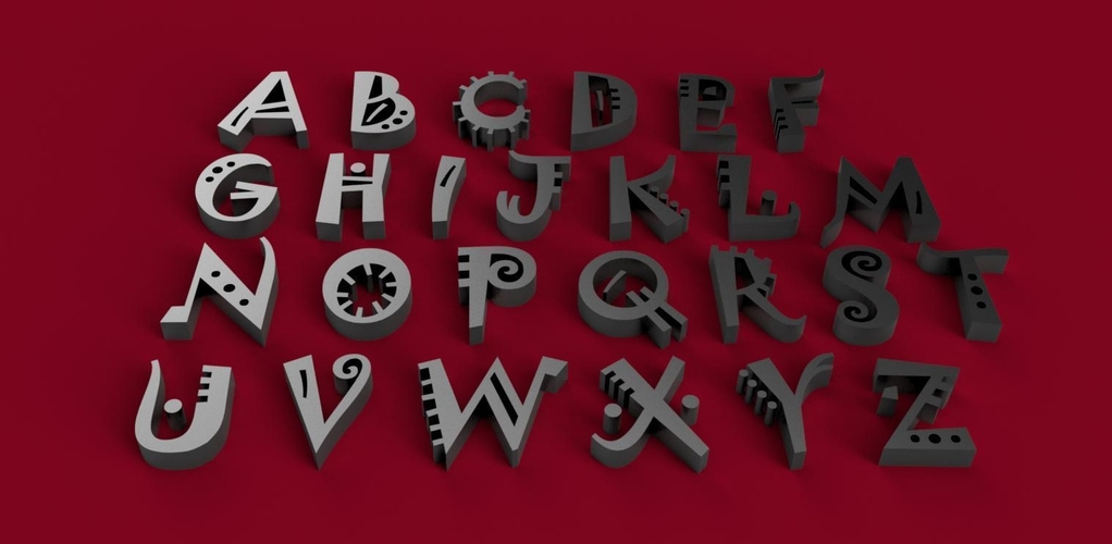 JOKERMAN font uppercase 3D letters STL file