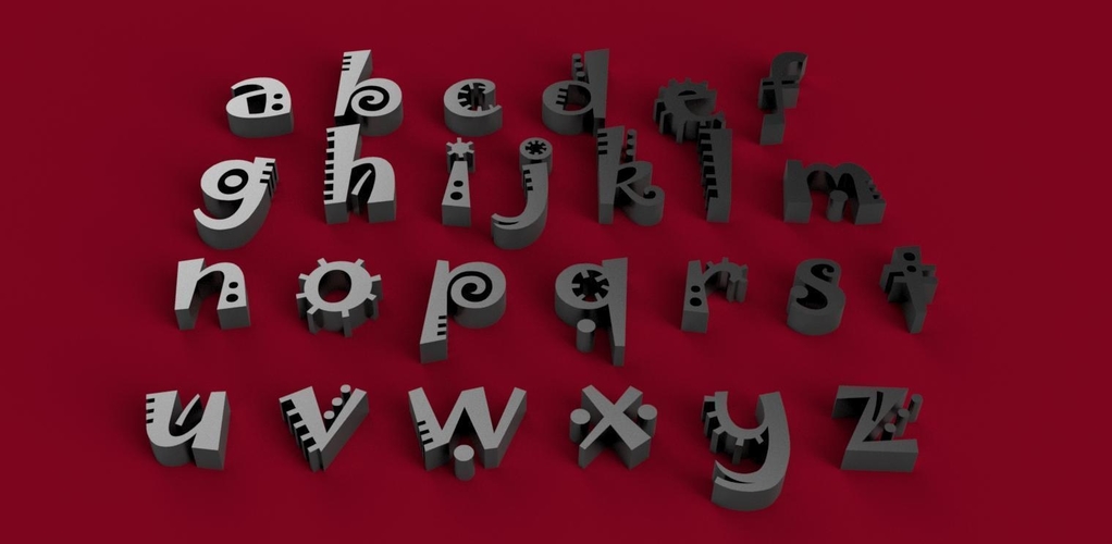 JOKERMAN font lowercase 3D letters STL file