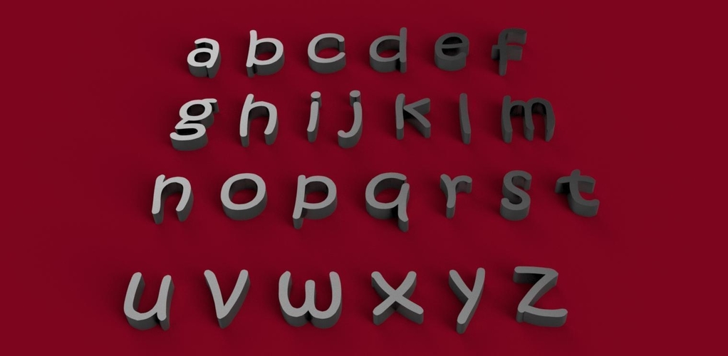 KRISTEN font lowercase 3D letters STL file