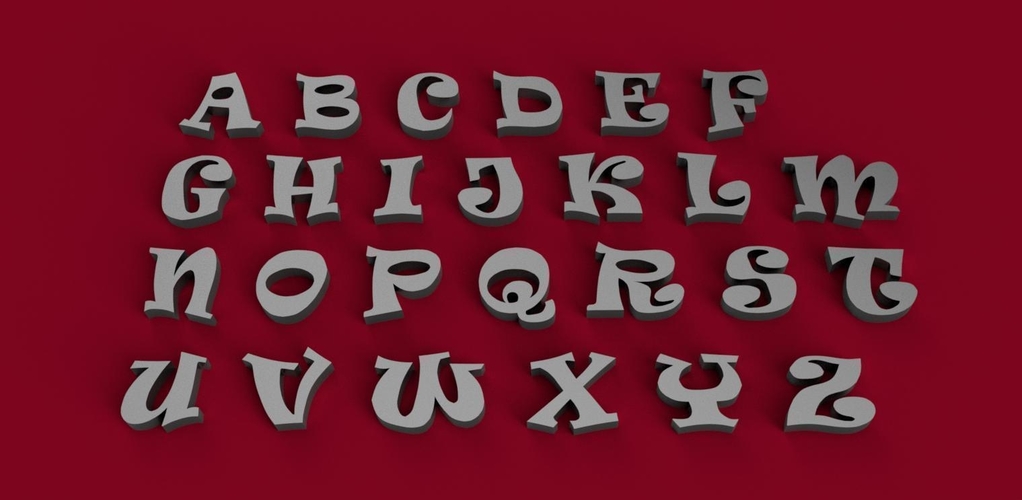 RAVIE font uppercase 3D letters STL file