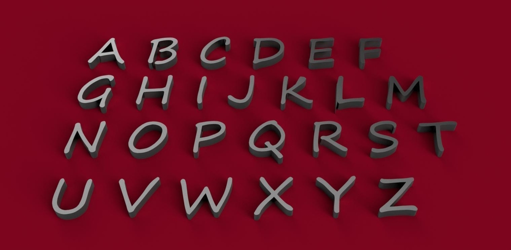 SEGOE PRINT font uppercase 3D letters STL file
