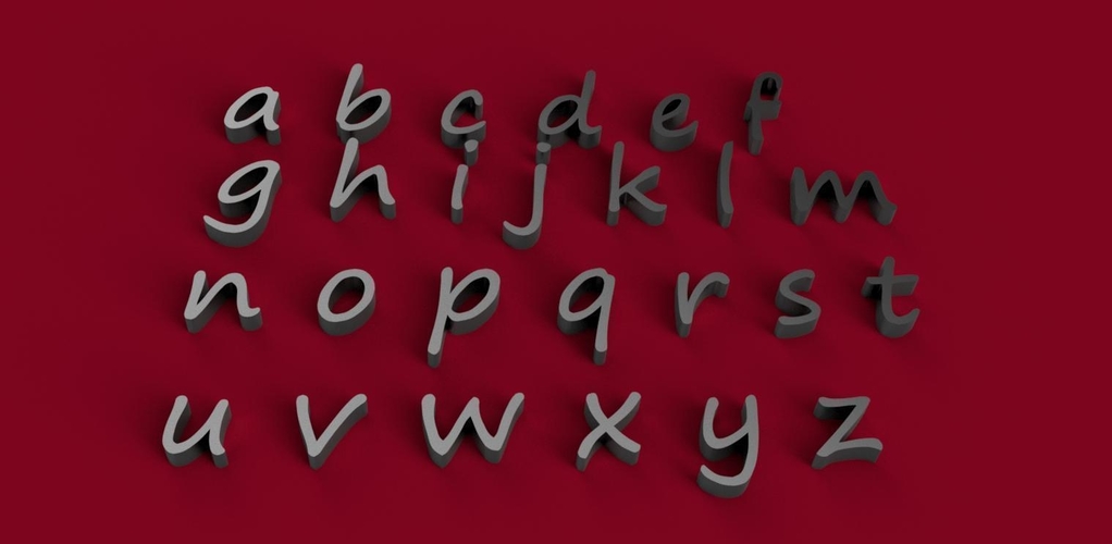 SEGOE PRINT font lowercase 3D letters STL file