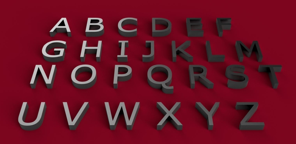 VERDANA font uppercase 3D letters STL file