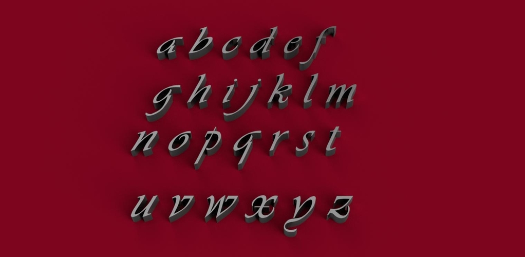 VIVALDI font lowercase 3D letters STL file