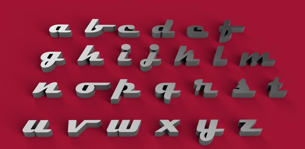 MAGNETO font lowercase 3D letters STL file