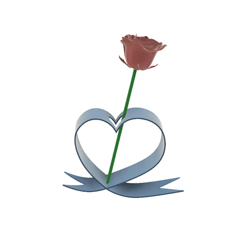 DESKTOP HEART RIBBON FLOWER HOLDER 3D Print 246533