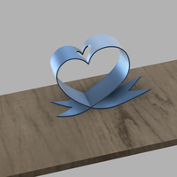 Small DESKTOP HEART RIBBON FLOWER HOLDER 3D Printing 246534