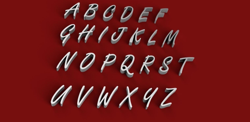 FREESTYLE font uppercase 3D letters STL file