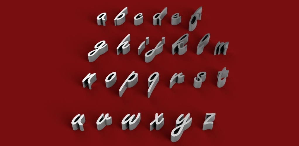 FREESTYLE font lowercase 3D letters STL file