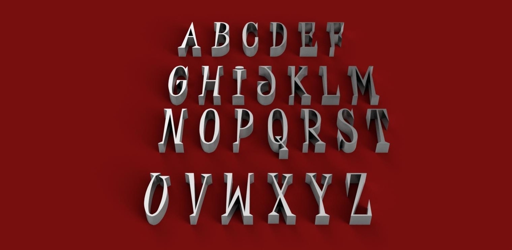 JUICE font uppercase 3D letters STL file