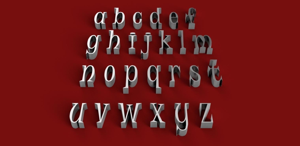 JUICE font lowercase 3D letters STL file