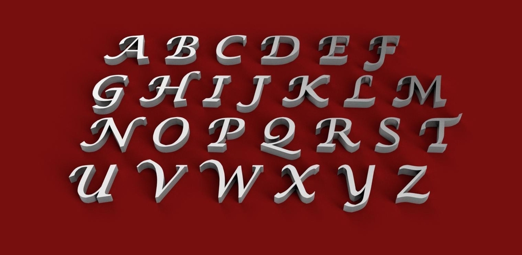 LUCIDA CALLIGRAPHY font uppercase 3D letters STL file