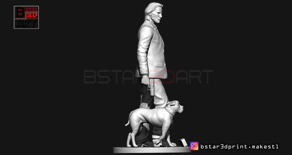 John Wick and Dog, 3D models download
