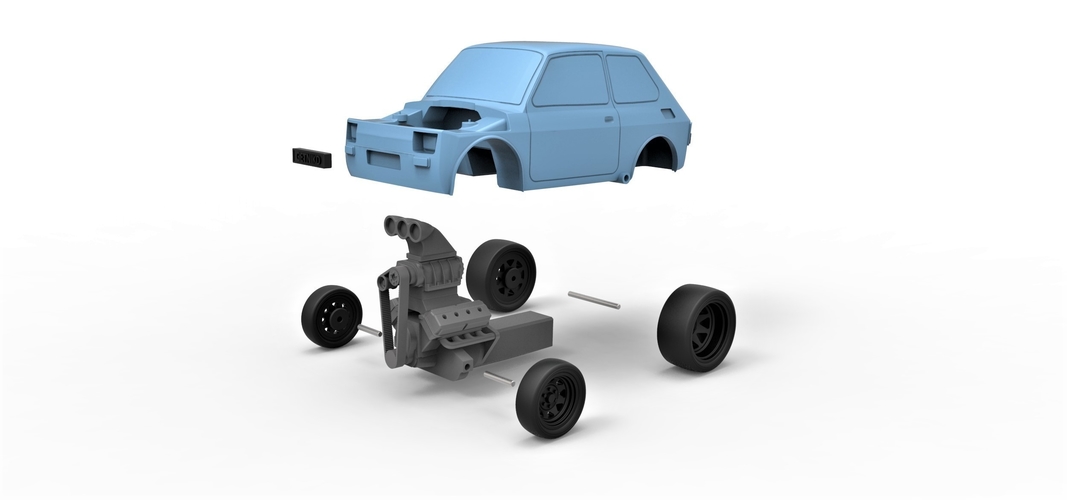 Diecast model Crazy Fiat 126p Scale 1:24 3D Print 247626