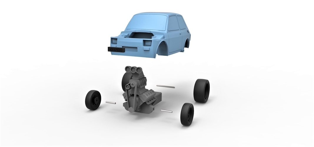 Diecast model Crazy Fiat 126p Scale 1:24 3D Print 247627