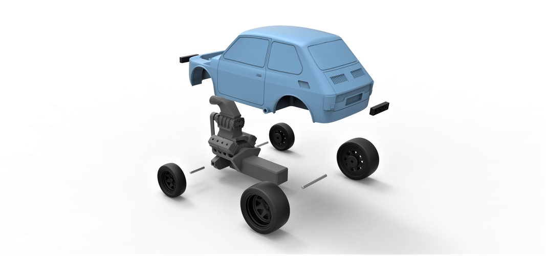 Diecast model Crazy Fiat 126p Scale 1:24 3D Print 247631