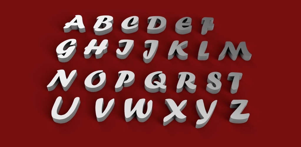 FORTE font uppercase 3D letters STL file