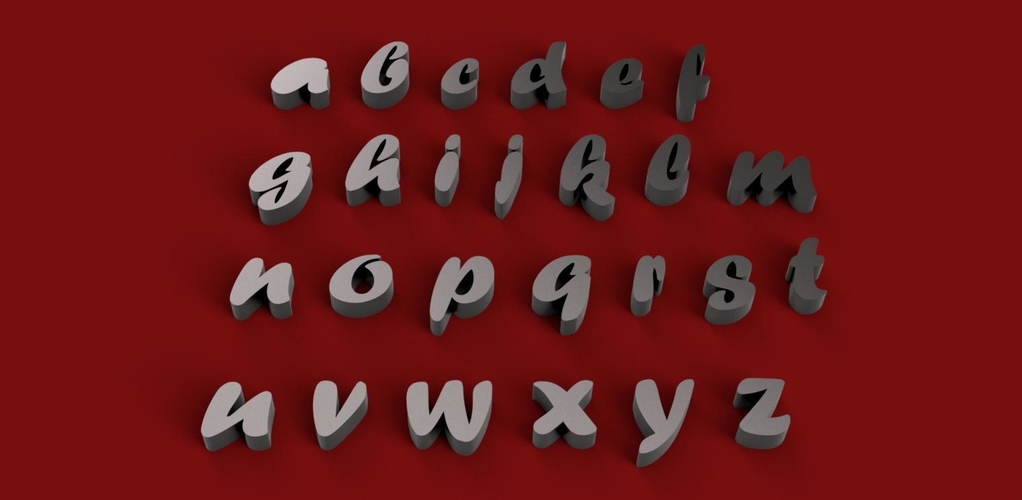 FORTE font lowercase 3D letters STL file