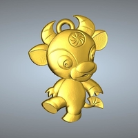 Small QD type  Zodiac pendant 2 OX 3D Printing 248299