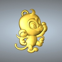 Small QD type  Zodiac pendant 9 Monkey 3D Printing 248310