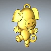 Small QD type  Zodiac pendant 12 Pig 3D Printing 248313