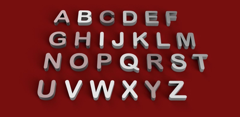 ARIAL ROUNDED font uppercase and lowercase 3D letters STL file