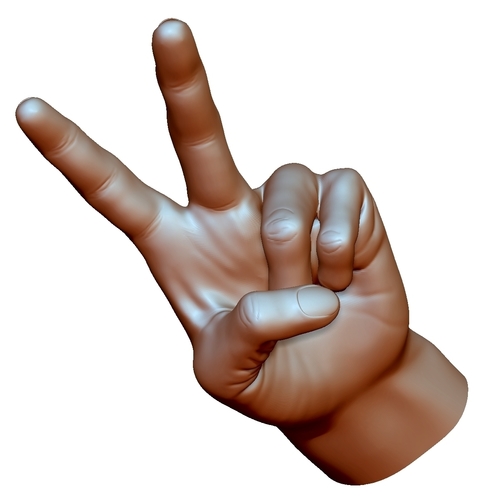 Victory sign hand male 3D Print 248667