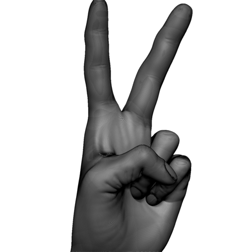 Victory sign hand male 3D Print 248669