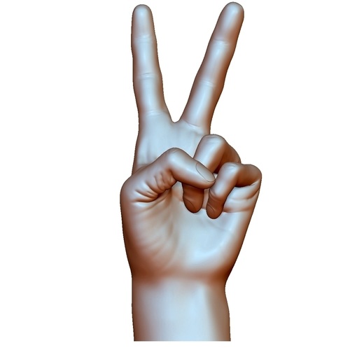 Victory sign hand male 3D Print 248671